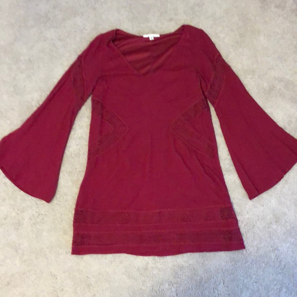 Red bell sleeve dress